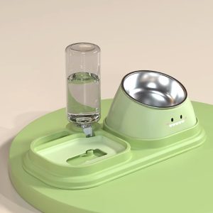 Deepzoo-Pet feeding dishes,Dog Cat Food and Water Bowl Set with Automatic Water Dispenser Bottle, Super Big Detachable Stainless Steel Food Bowl for Small Dogs Puppy and Cats Kitten Rabbit.